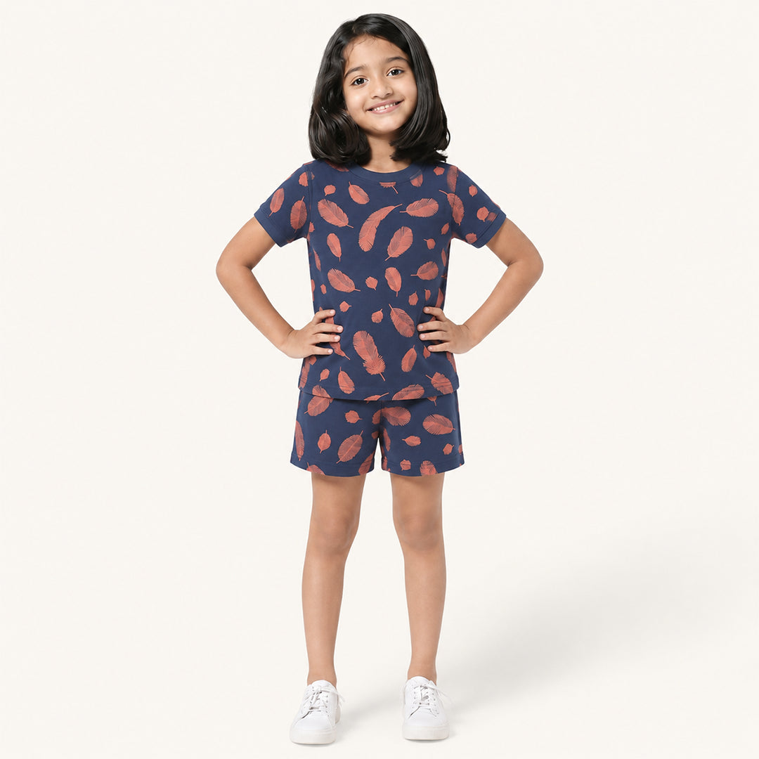 Girl's Leaf print Night Set