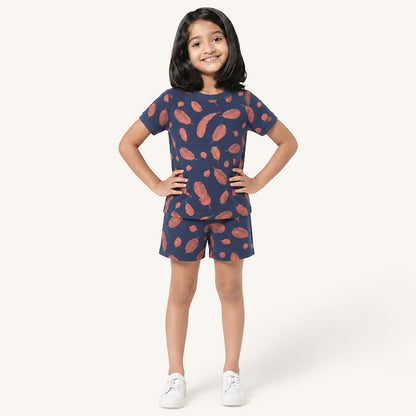 Girl's Leaf print Night Set