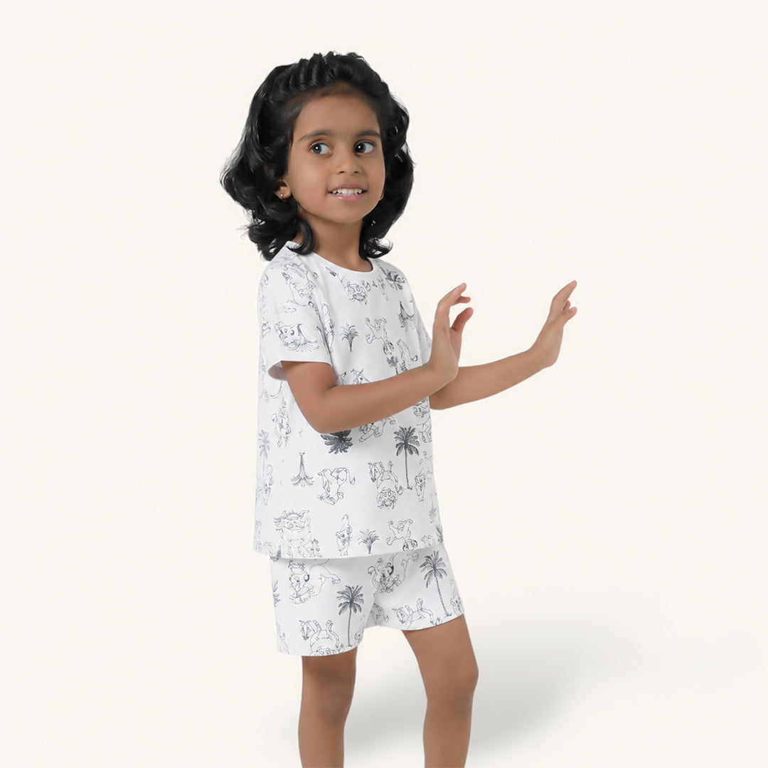 Girl's Lion Print Night Set