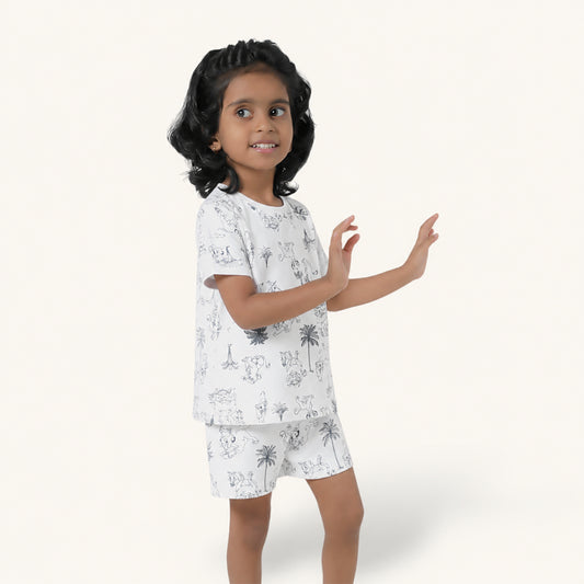 Girl's Lion Print Night Set