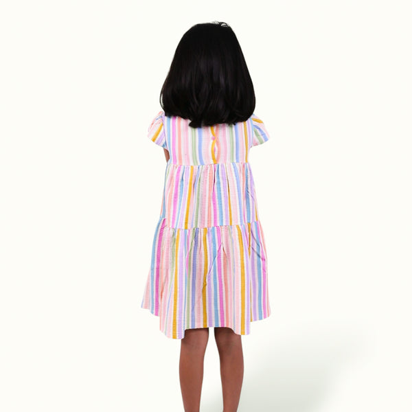 Multi-Colour Stripe Layered Frock