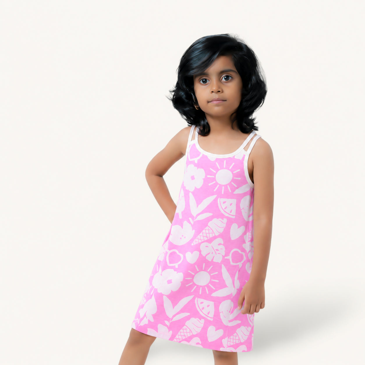 Neon Pink Two Strap Frock
