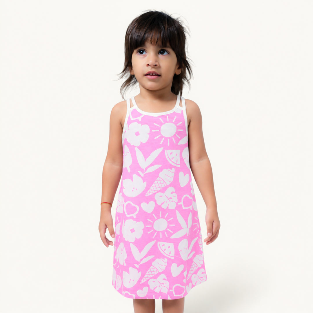 Neon Pink Two Strap Frock