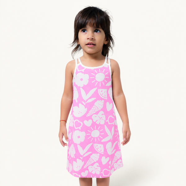 Neon Pink Two Strap Frock