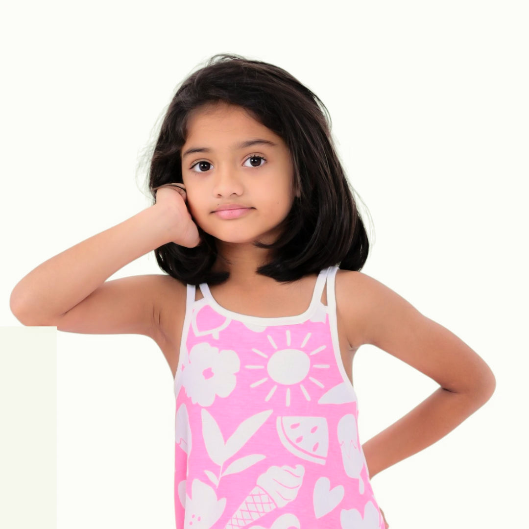 Neon Pink Two Strap Frock