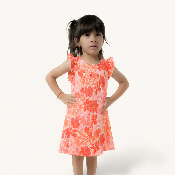 Orange print Short Frock