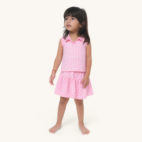 Peach Checks Co-ord Set