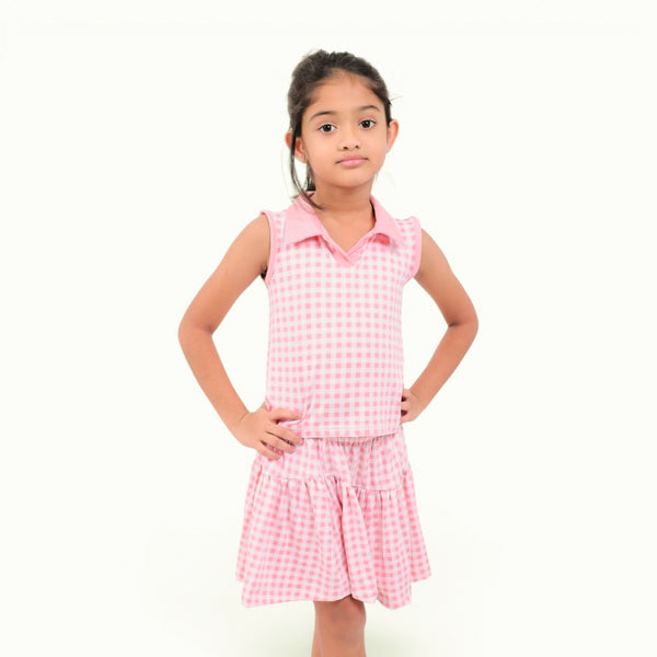 Peach Checks Co-ord Set