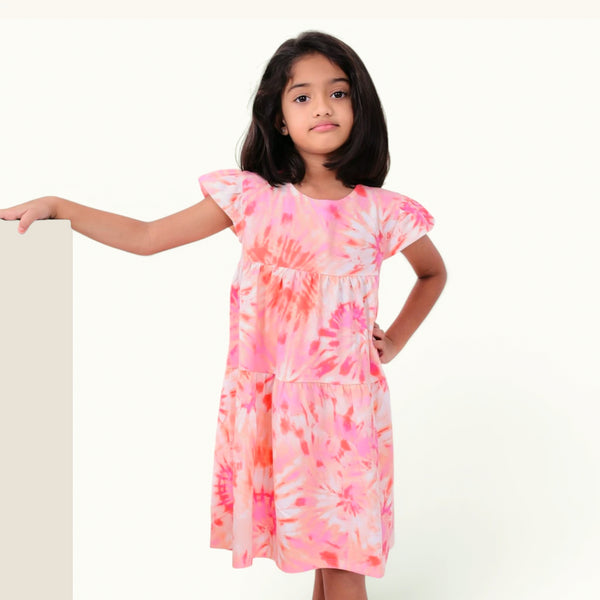 Pink Tie Dye Layered Frock