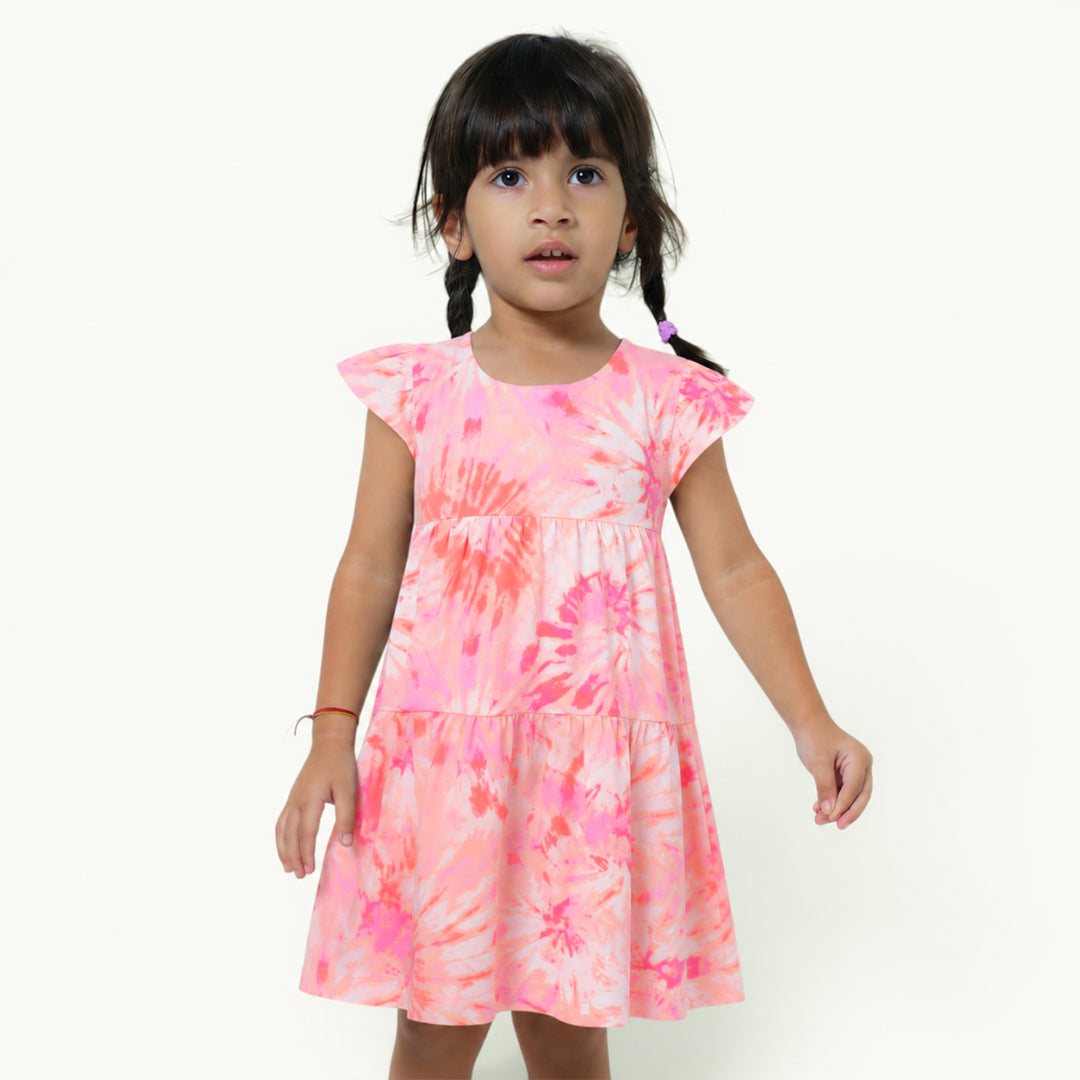 Pink Tie Dye Layered Frock