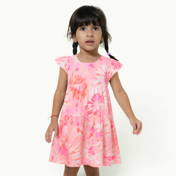 Pink Tie Dye Layered Frock
