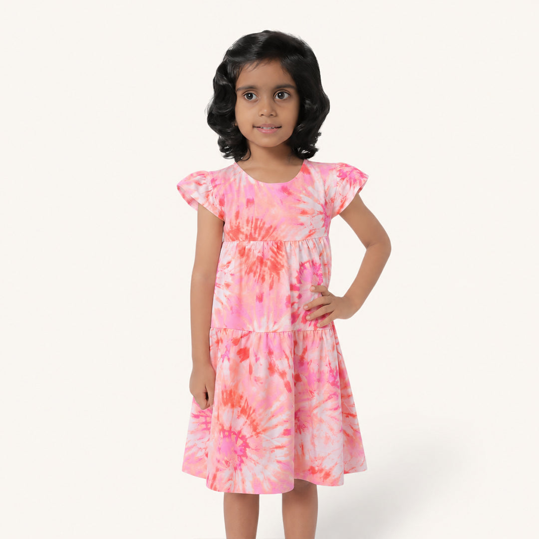 Pink Tie Dye Layered Frock