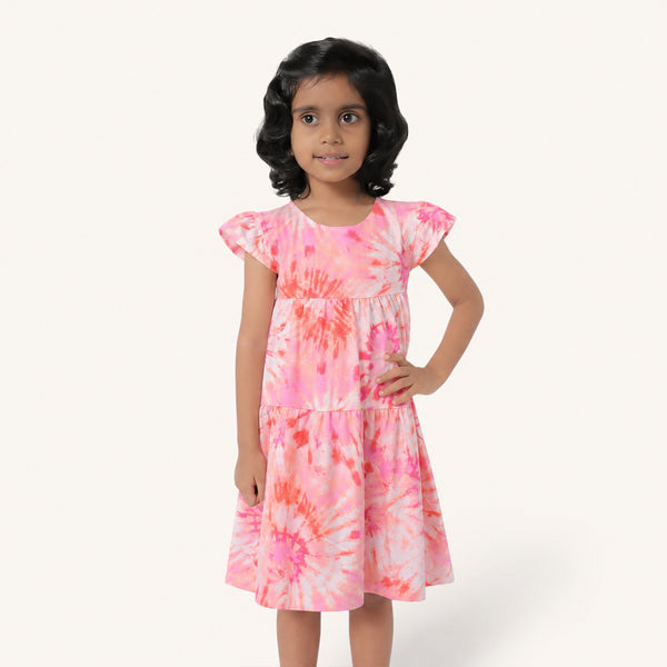 Pink Tie Dye Layered Frock