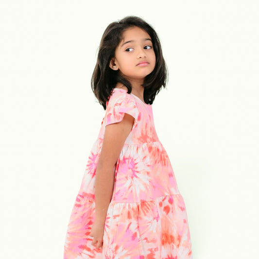 Pink Tie Dye Layered Frock