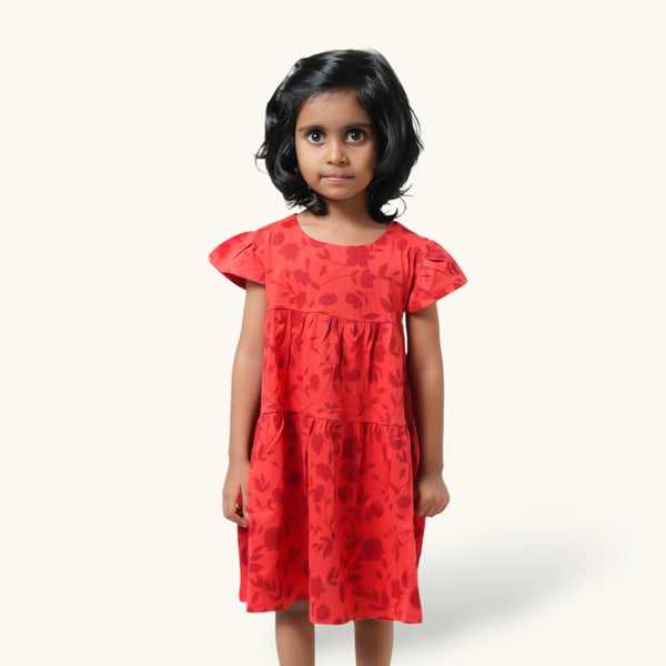 Red & Maroon Layerd Frock