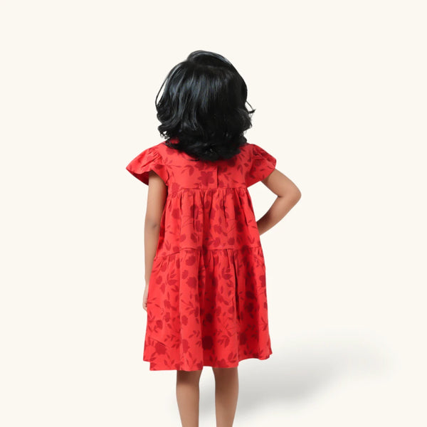 Red & Maroon Layerd Frock