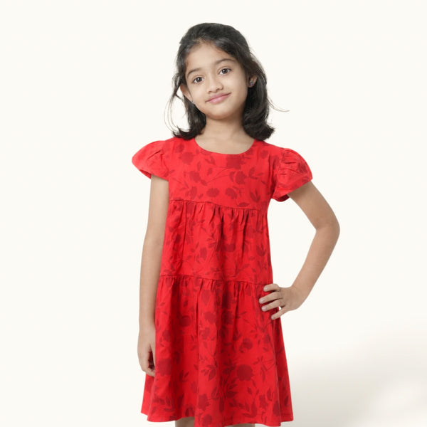 Red & Maroon Layerd Frock