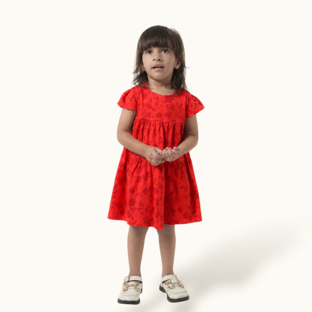 Red & Maroon Layerd Frock
