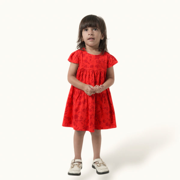 Red & Maroon Layerd Frock