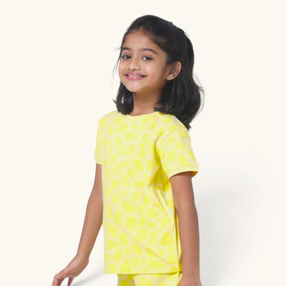 Girl's Yellow Paw Print Night Set