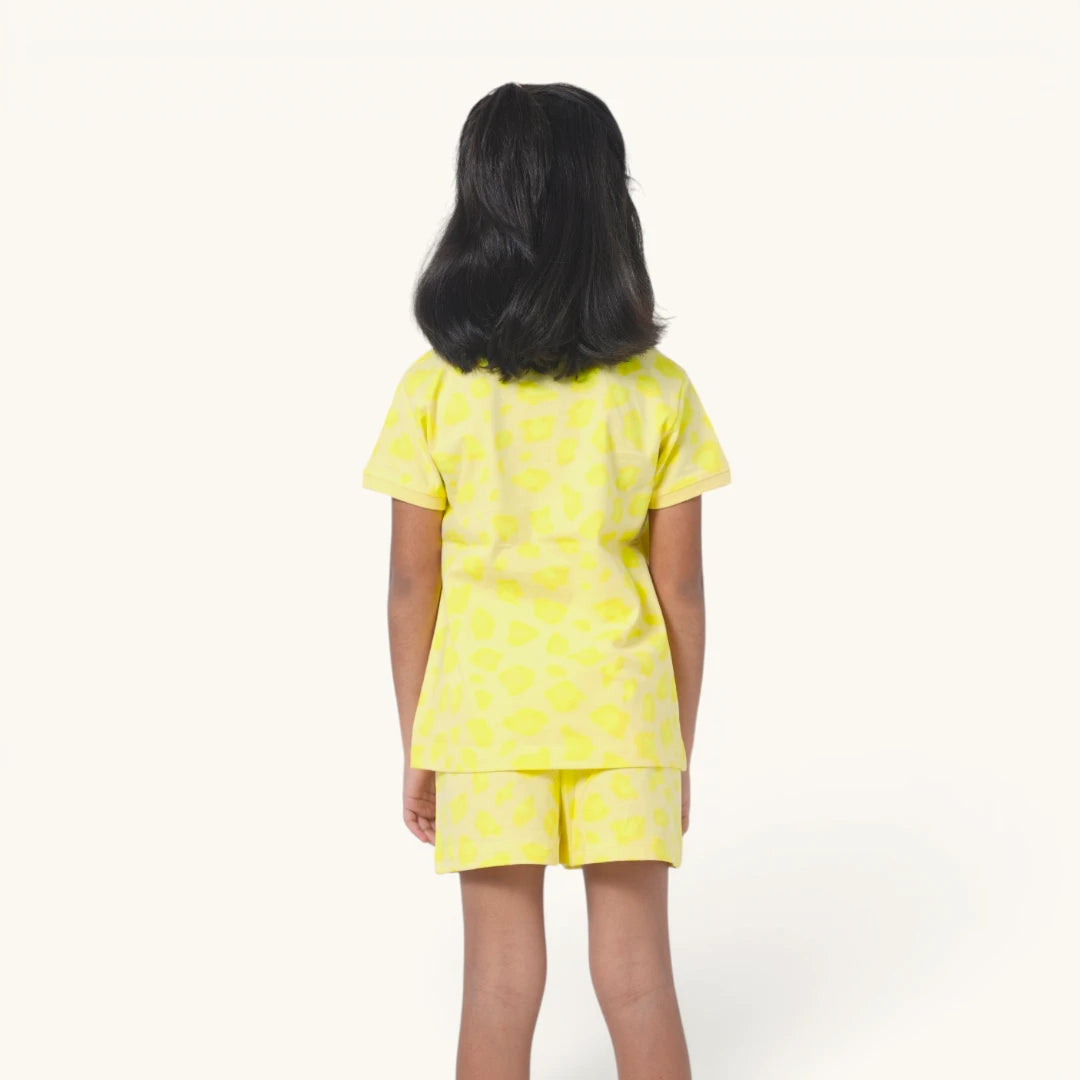 Girl's Yellow Paw Print Night Set