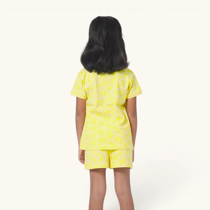 Girl's Yellow Paw Print Night Set