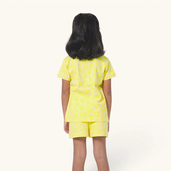Girl's Yellow Paw Print Night Set