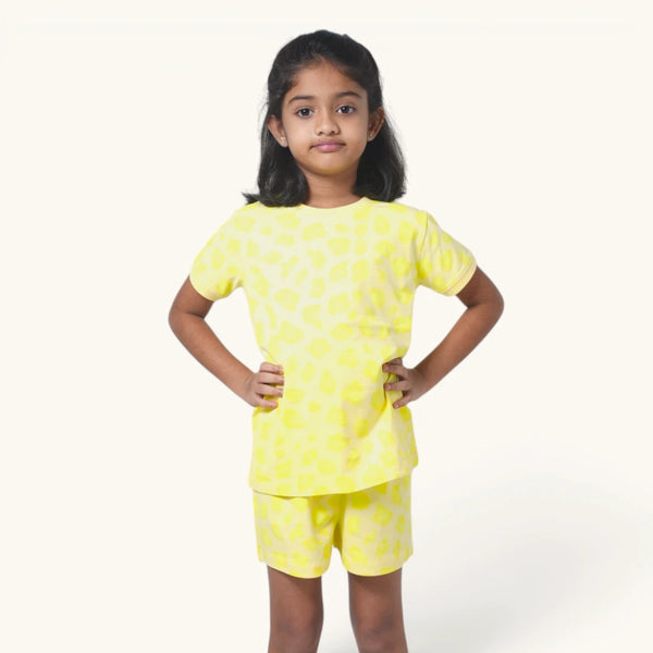 Girl's Yellow Paw Print Night Set