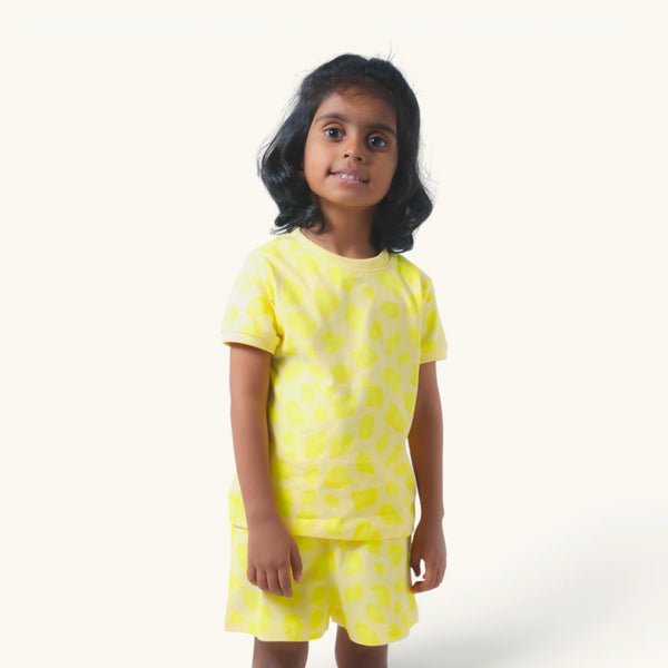 Girl's Yellow Paw Print Night Set