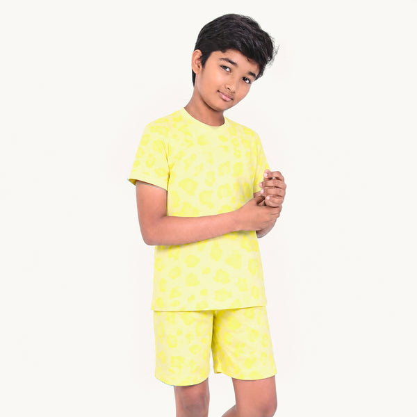Boy's Yellow Paw Print Night Set