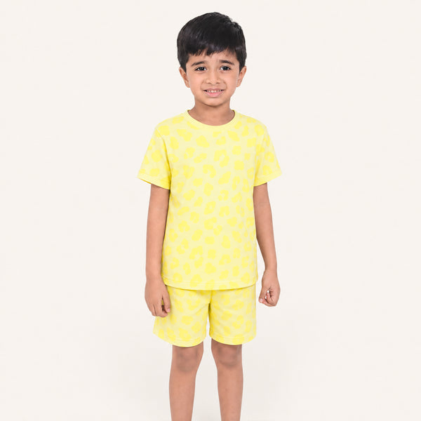 Boy's Yellow Paw Print Night Set