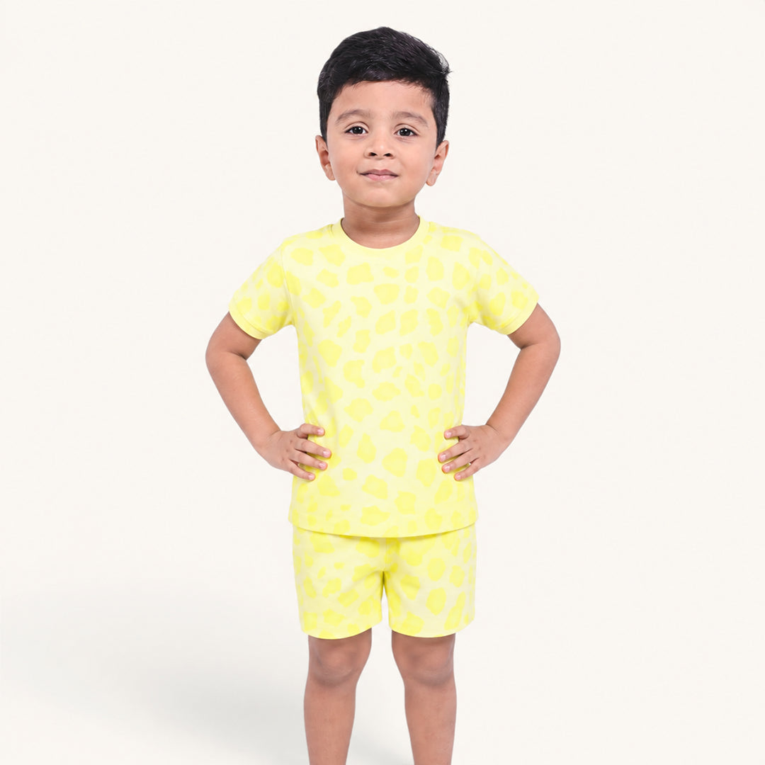 Boy's Yellow Paw Print Night Set
