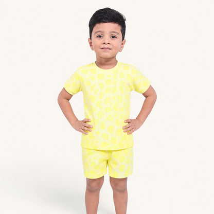Boy's Yellow Paw Print Night Set