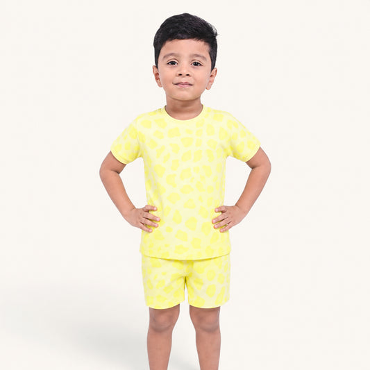 Boy's Yellow Paw Print Night Set