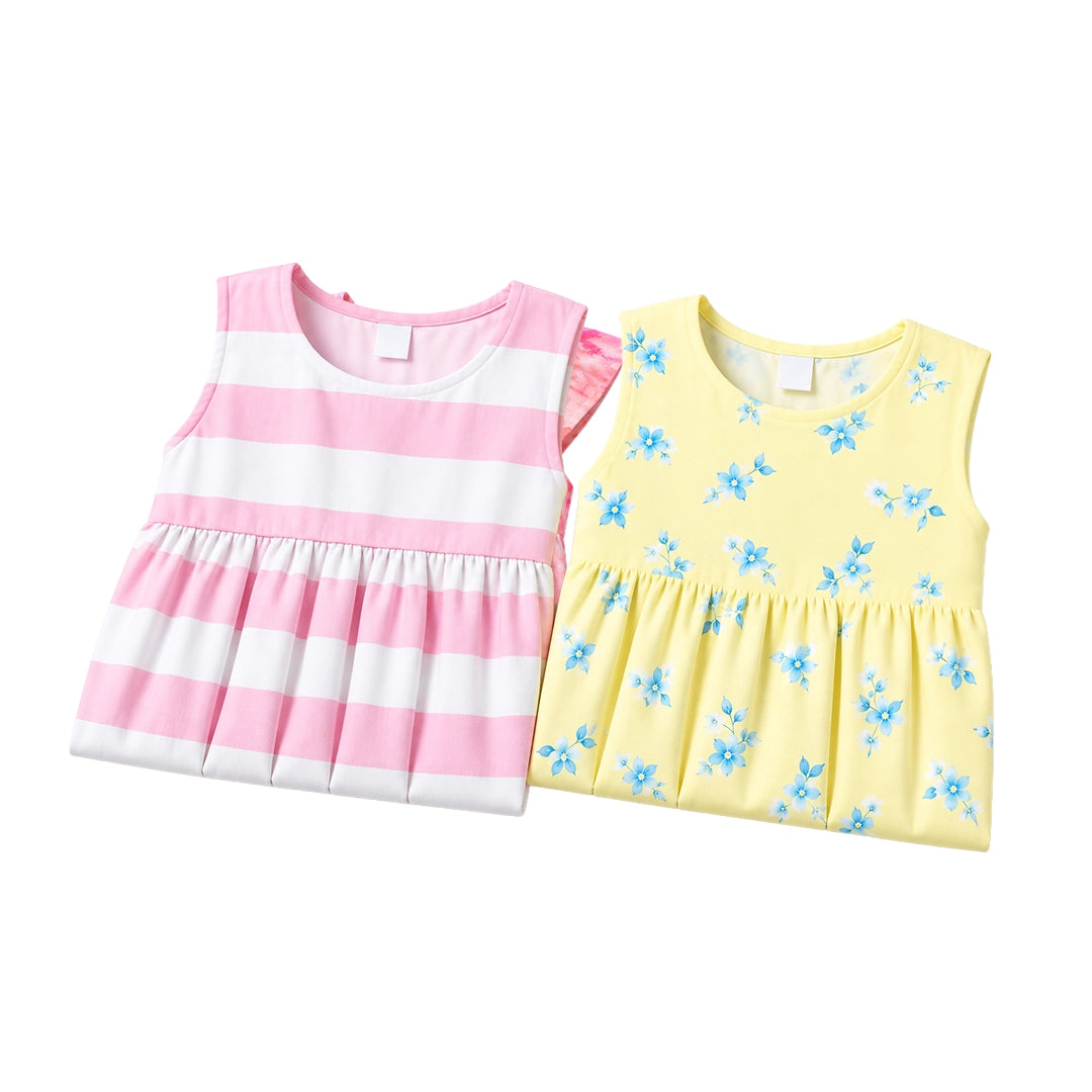 Blue Daisy & Pink Petal Dresses (Pack of 2)