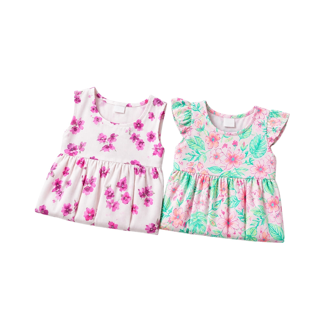 Pastel Botanical & Aqua Paisley Dresses (Pack of 2)