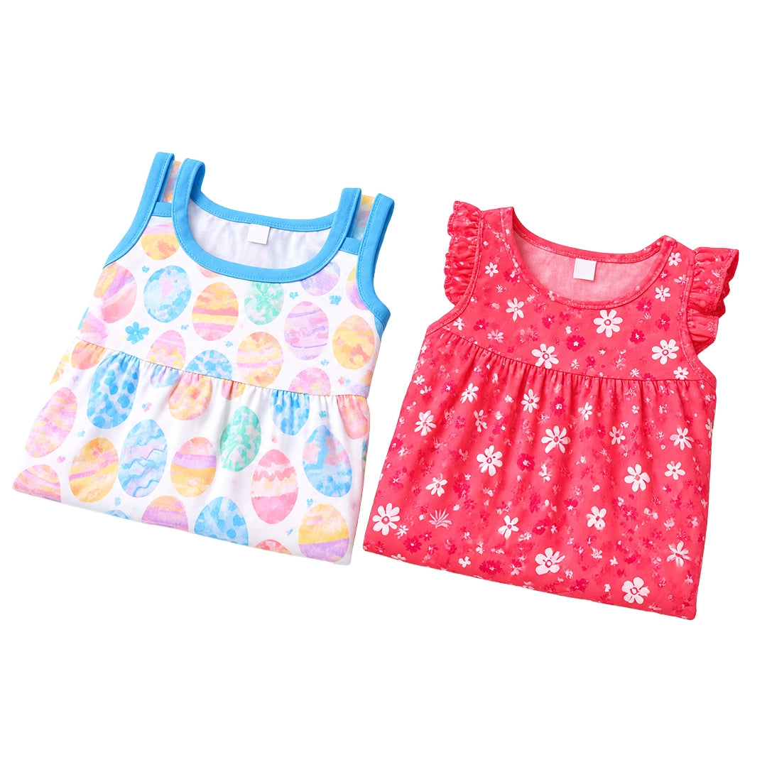 Lavender Vine & Red Floral Dresses (Pack of 2)