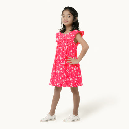 Red & White Floral Frock