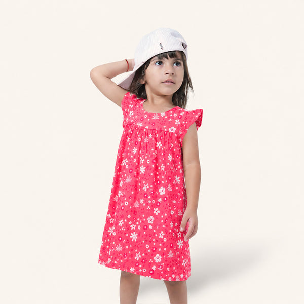 Red & White Floral Frock