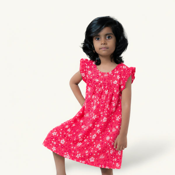 Red & White Floral Frock