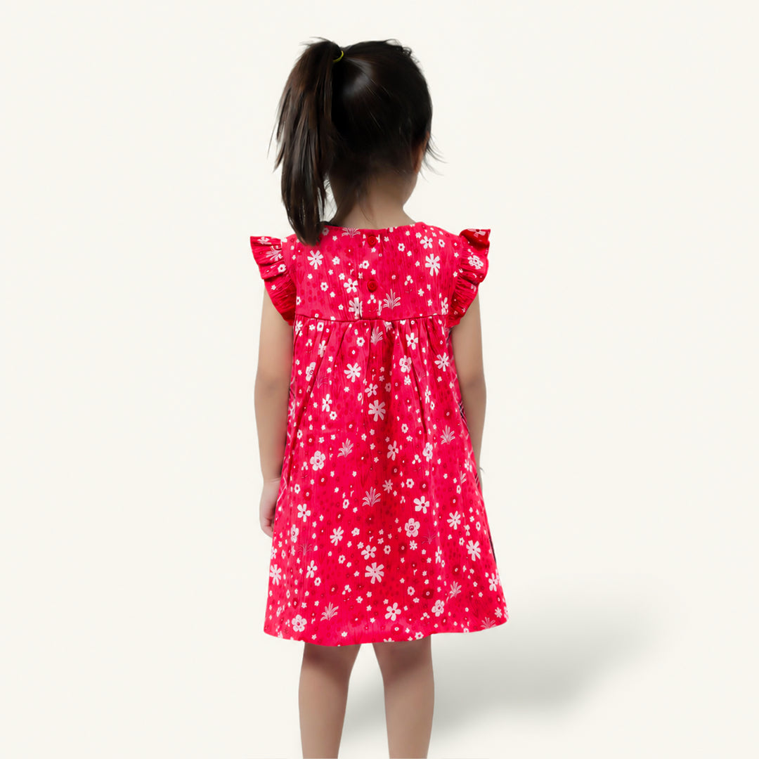 Red & White Floral Frock