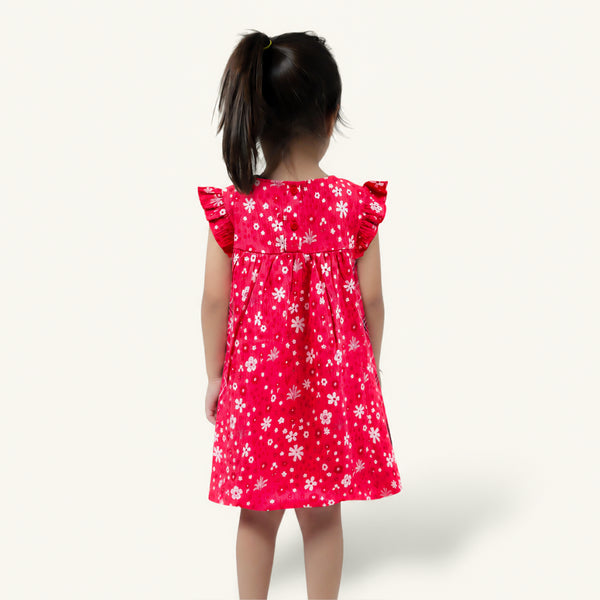 Red & White Floral Frock