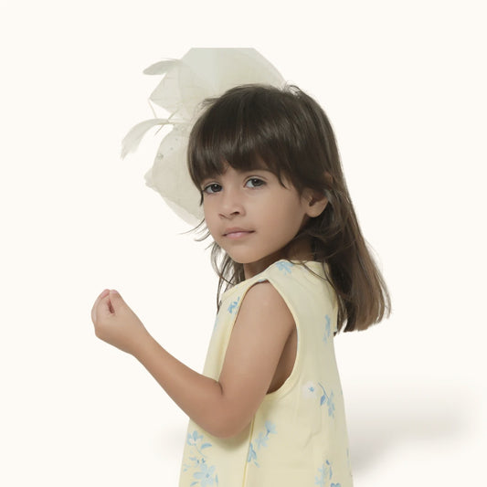 Yellow Blue Floral A-Line Frock
