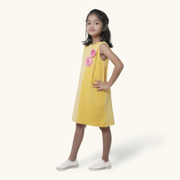 Yellow Velvet A-line Frock